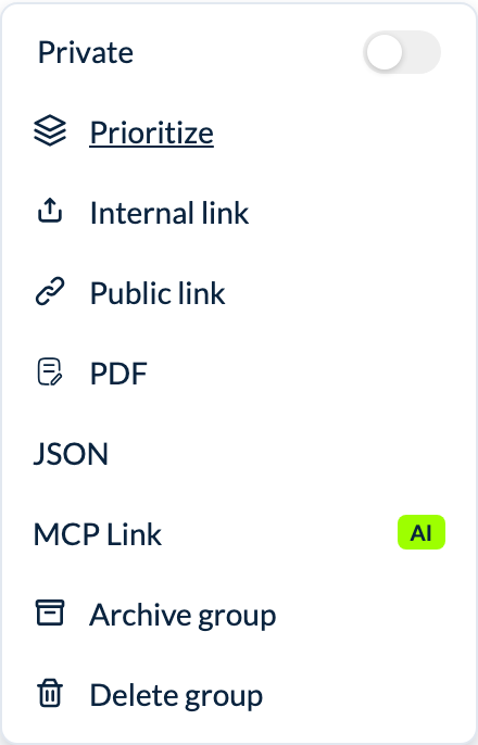 MCP Link button in the task list toolbar