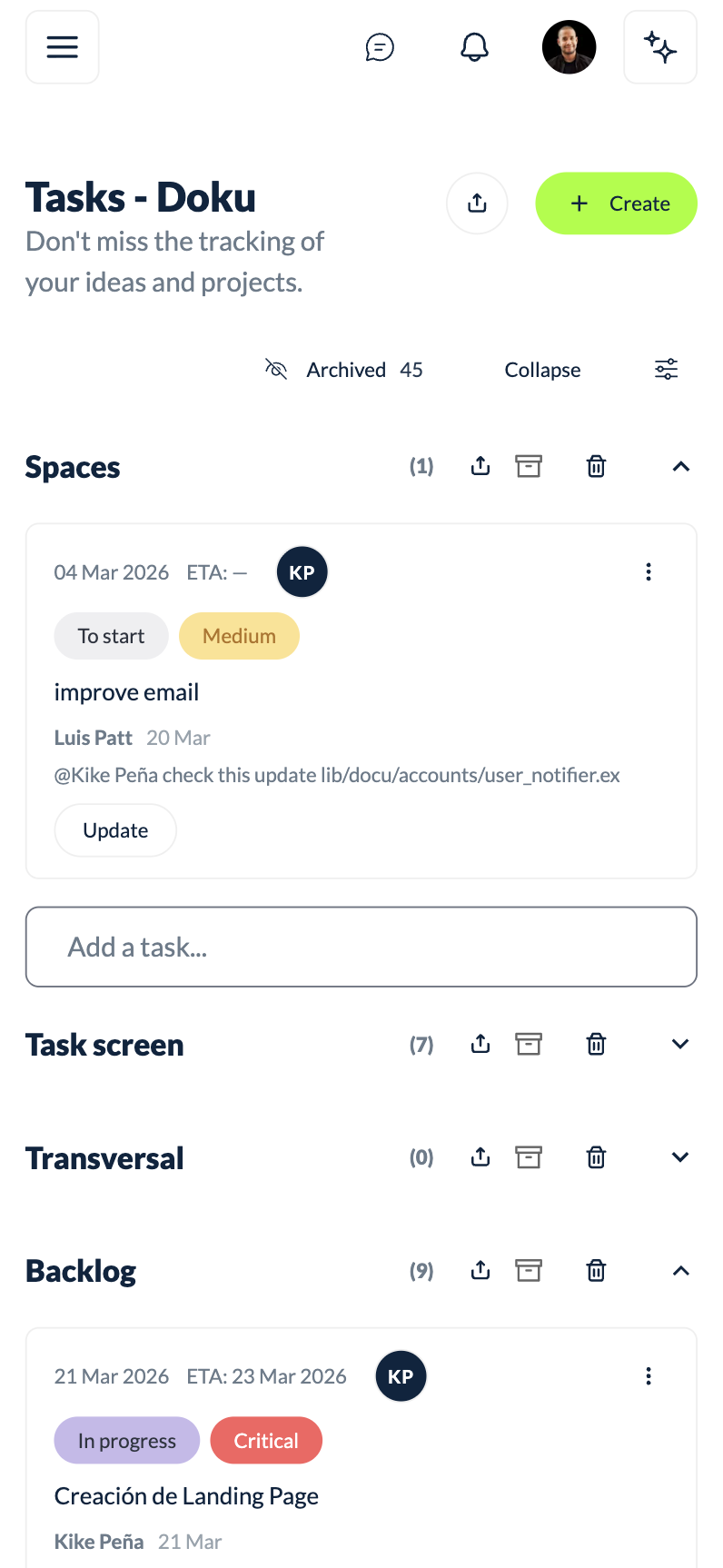 Doku mobile view